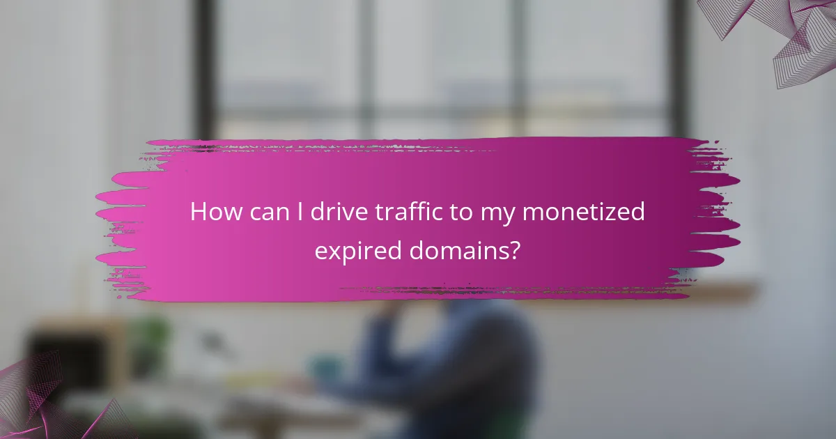 How can I drive traffic to my monetized expired domains?