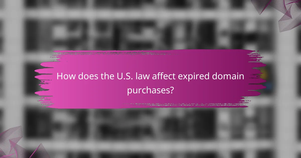 How does the U.S. law affect expired domain purchases?