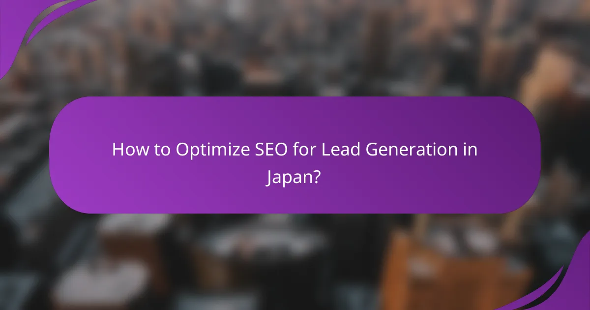 How to Optimize SEO for Lead Generation in Japan?