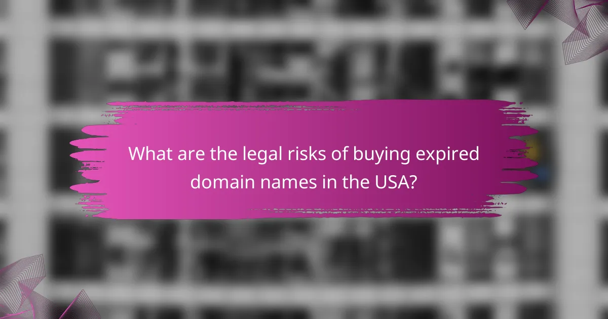 What are the legal risks of buying expired domain names in the USA?