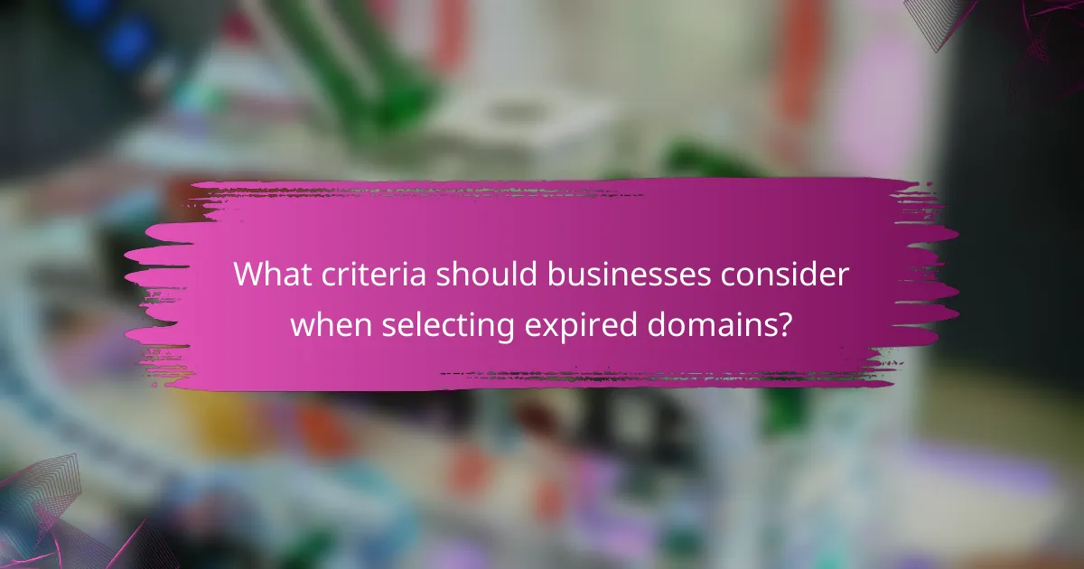 What criteria should businesses consider when selecting expired domains?